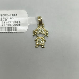 DIJE TEJIDO NIÑA CON CIRCONIAS 14K 0.9 GR (NUEVO)