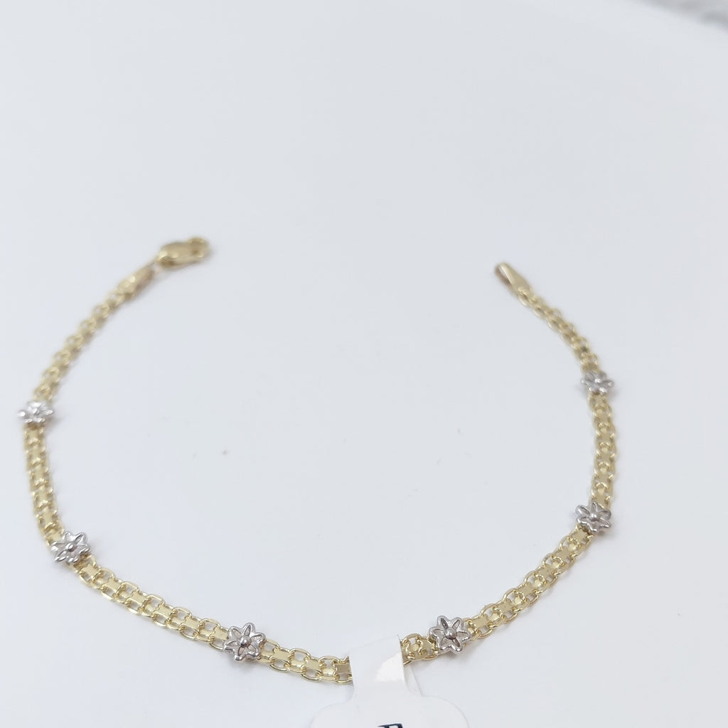 PULSERA ESPECIAL C FLORES 14K 18 CM 2.9 GR (NUEVO)