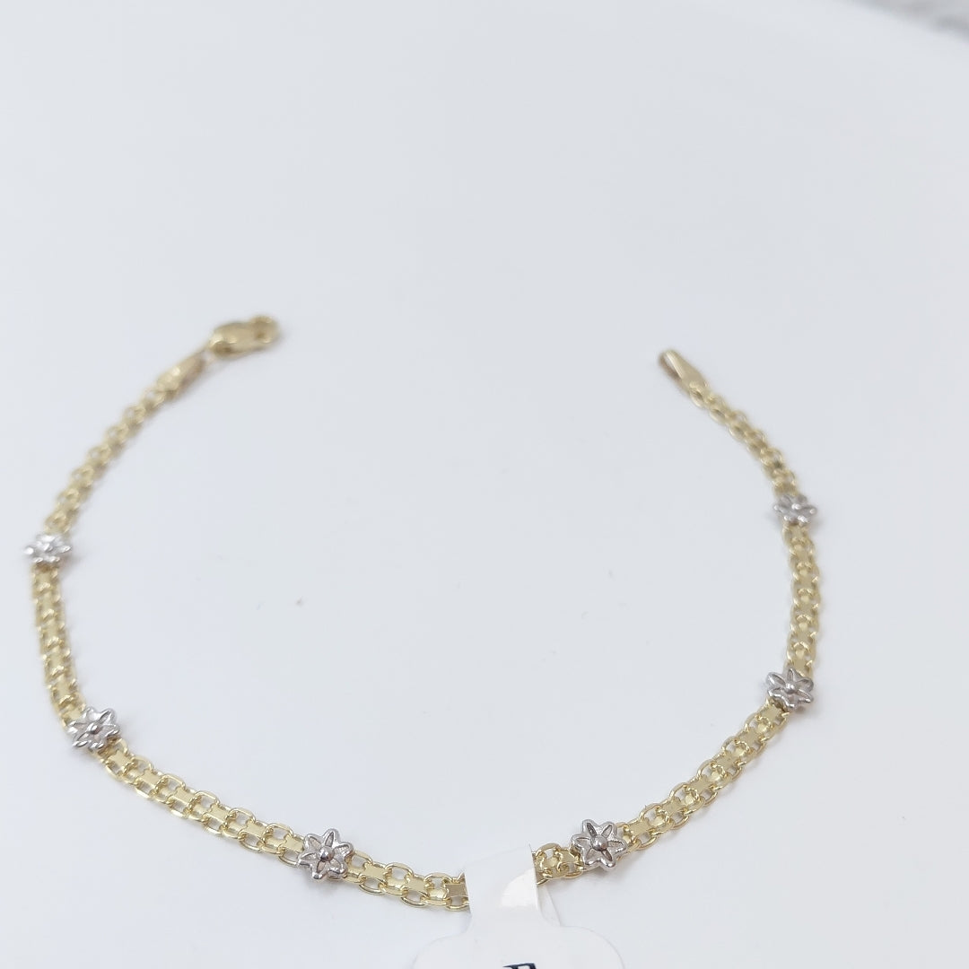 PULSERA ESPECIAL C FLORES 14K 18 CM 2.9 GR (NUEVO)
