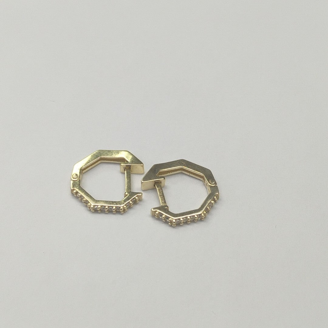 ARETES HUGGIES C CIRCONIAS 14K 1.7 GR (NUEVO)