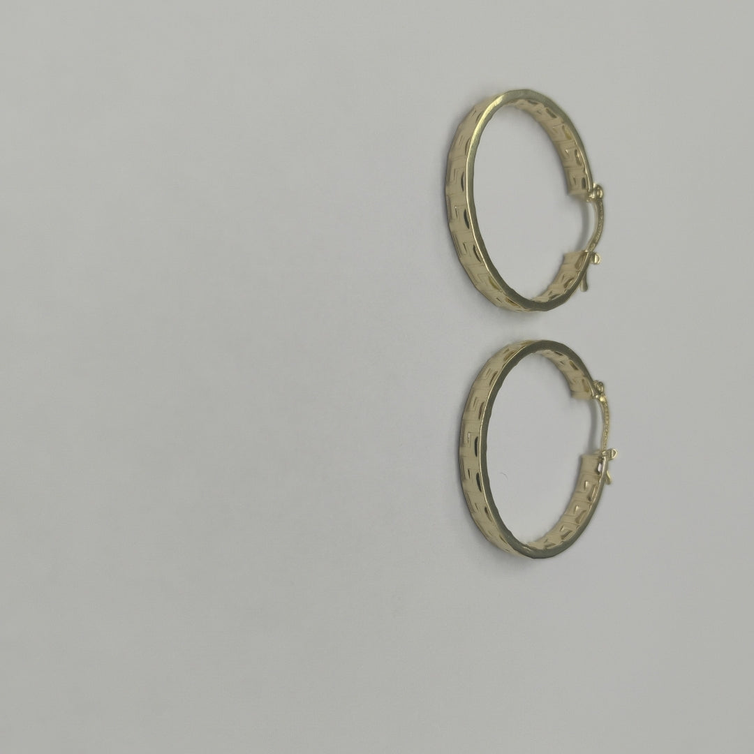 ARETES TEJIDO ARRACADA CON GRECAS 14K 2.7 GR (NUEVO)