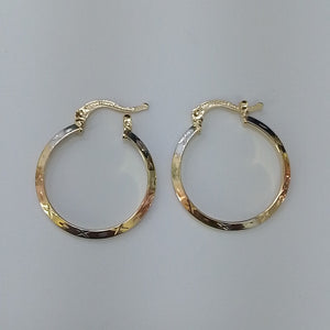 ARETES TEJIDO ARRACADAS BISELADAS COMBINADAS 14K 1.3 GR (NUEVO)