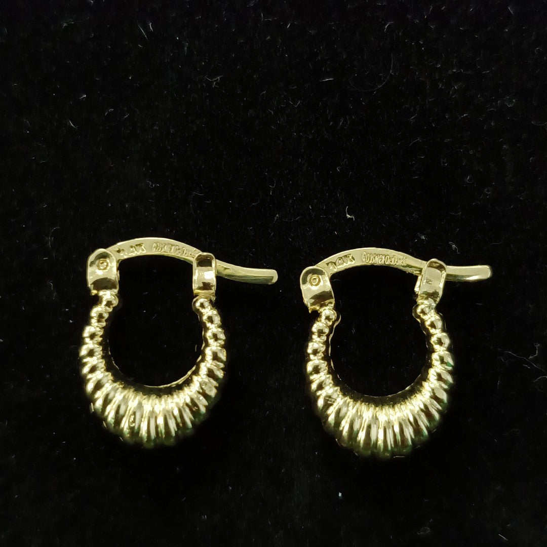 ARETES ARRACADA ESTRIADAS 14K 1.1 GR (NUEVO)
