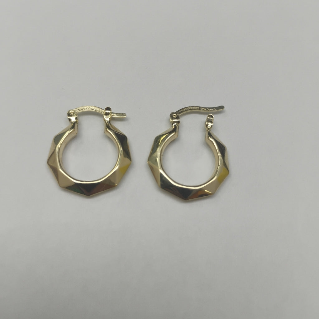 ARETES TEJIDO ARRACADAS FACETADAS 14K 1.8 GR (NUEVO)