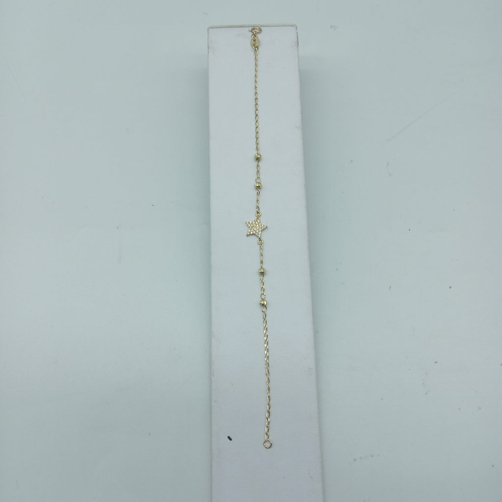 PULSERA ESPECIAL CON ESTRELLA Y CIRCONIAS 14K 18 CM 1.4 GR (NUEVO)
