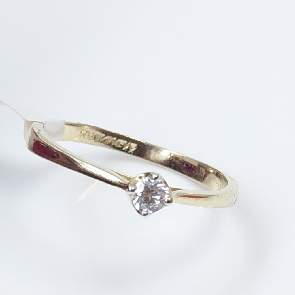 ANILLO ANILLITO SOLITARIO CIRCONIA 14K 7 TALLA 1.4 GR (NUEVO)