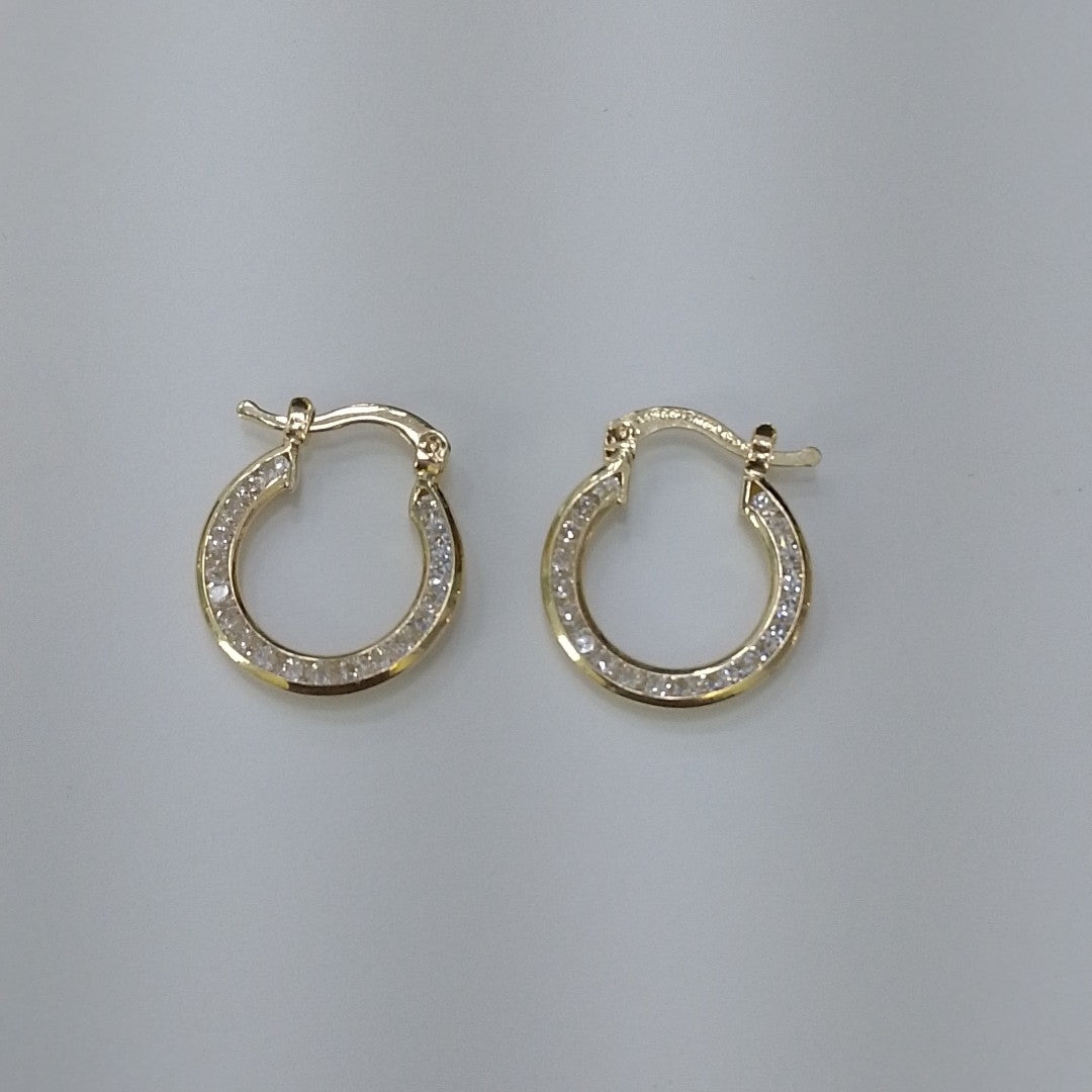ARETES ARRACADAS CON CIRCONIAS 14K 2.3 GR (NUEVO)
