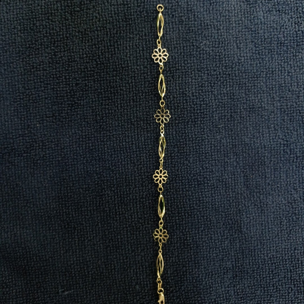 PULSERA ESPECIAL CON FLORES 14K 18 CM 2.7 GR (NUEVO)