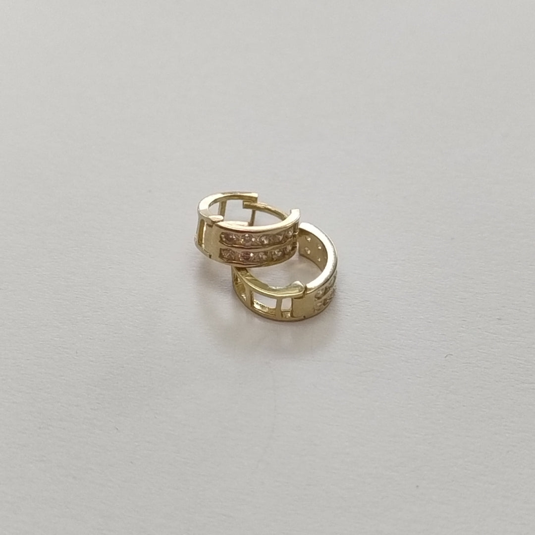 ARETES HUGGIES C CIRCONIAS 14K 1.7 GR (NUEVO)