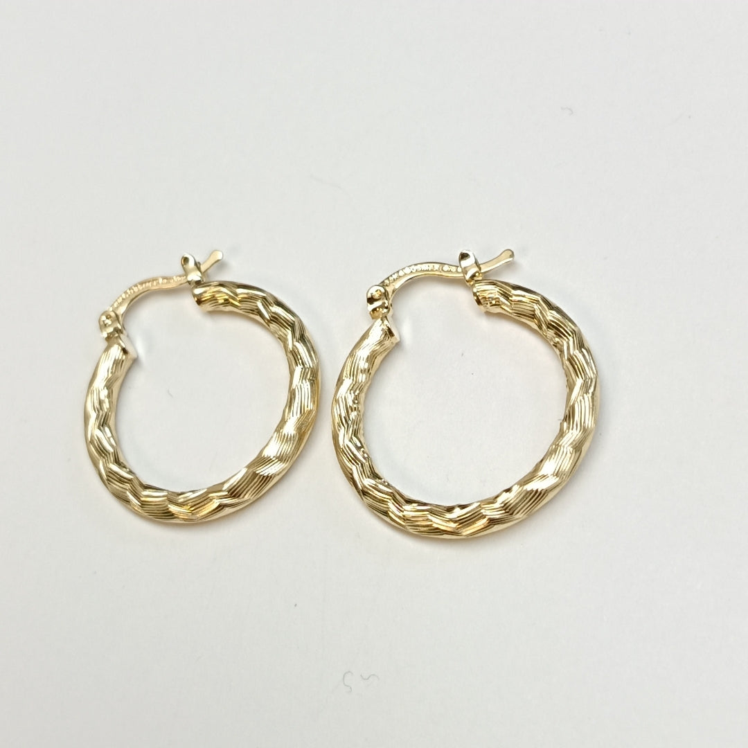 ARETES TEJIDO ARRACADA LABRADA 14K 2.6 GR (NUEVO)