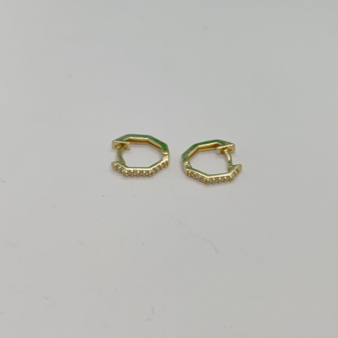 ARETES HUGIES C CIRCONIAS 14K 1.5 GR (NUEVO)