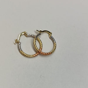 ARETES TEJIDO ARRACADAS TZL COMBINADAS 14K 1.8 GR (NUEVO)
