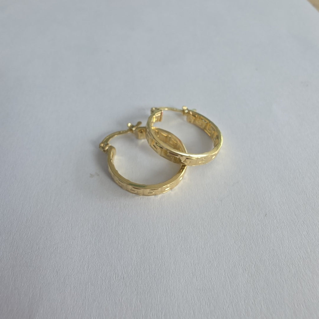 ARETES TEJIDO ARRACADAS TIPO GRECAS 14K 2.1 GR (NUEVO)