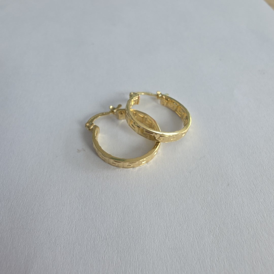 ARETES TEJIDO ARRACADAS TIPO GRECAS 14K 2.1 GR (NUEVO)