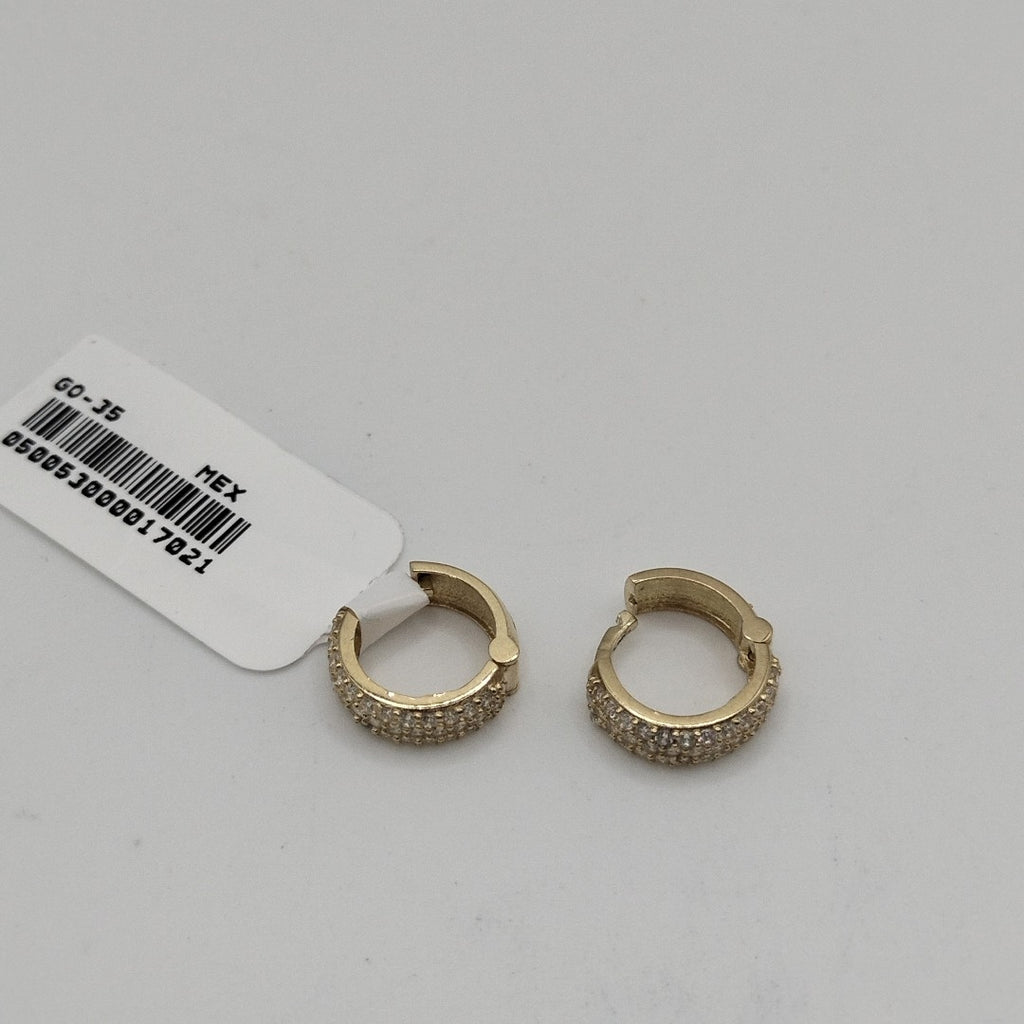 ARETES HUGGIE CON CIRCONIAS 14K 2 GR (NUEVO)