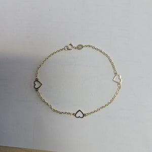 PULSERA ESPECIAL CON CORAZONES 14K 18 CM 1.2 GR (NUEVO)