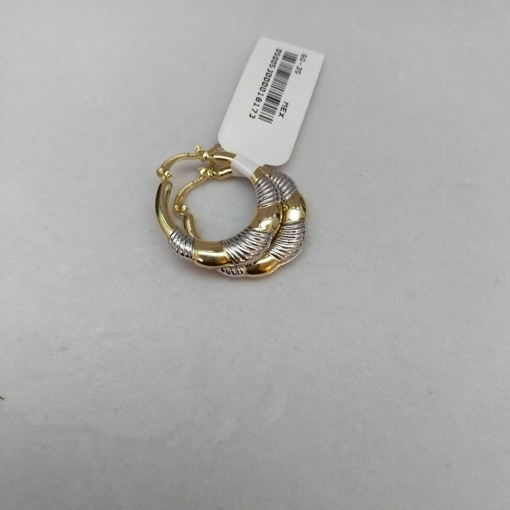 ARETES ARRACADAS HUECAS COMBINADAS 14K 2.5 GR (NUEVO)