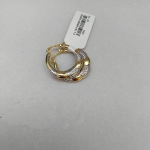 ARETES ARRACADAS HUECAS COMBINADAS 14K 2.5 GR (NUEVO)