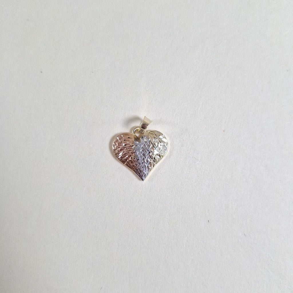 DIJE TEJIDO CORAZON LABRADO COMBINADO 14K 1.2 GR (NUEVO)