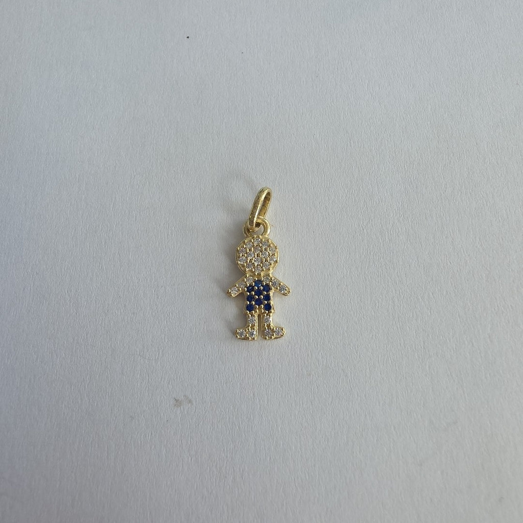 DIJE NIÑO CON CIRCONIAS Y PIEDRAS DE COLOR 10K 0.9 GR (NUEVO)