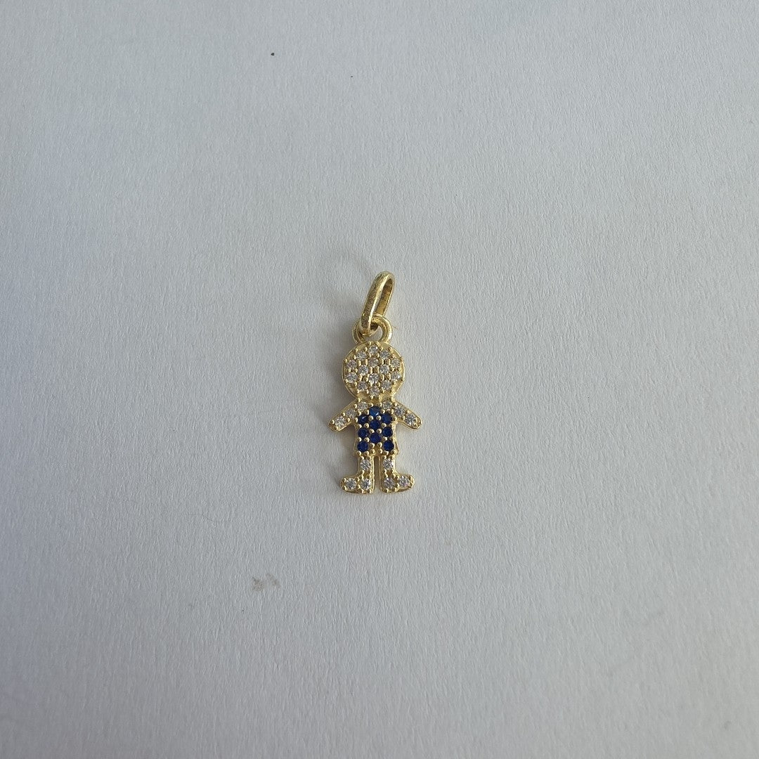 DIJE NIÑO CON CIRCONIAS Y PIEDRAS DE COLOR 10K 0.9 GR (NUEVO)