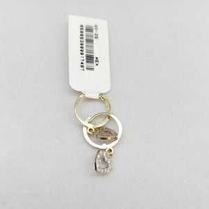 ARETES HUGGIES CON DIJE CORAZON Y CIRCONIAS 14K 2 GR (NUEVO)