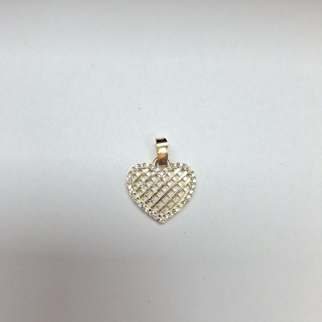 DIJE TEJIDO CORAZON CON CERCO DE CIRCONIAS 14K 1.1 GR (NUEVO)