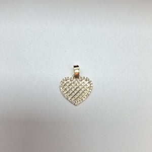 DIJE TEJIDO CORAZON CON CERCO DE CIRCONIAS 14K 1.1 GR (NUEVO)