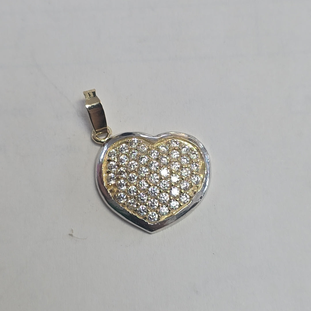 DIJE CORAZON CON CIRCONIAS 14K 1.8 GR (NUEVO)