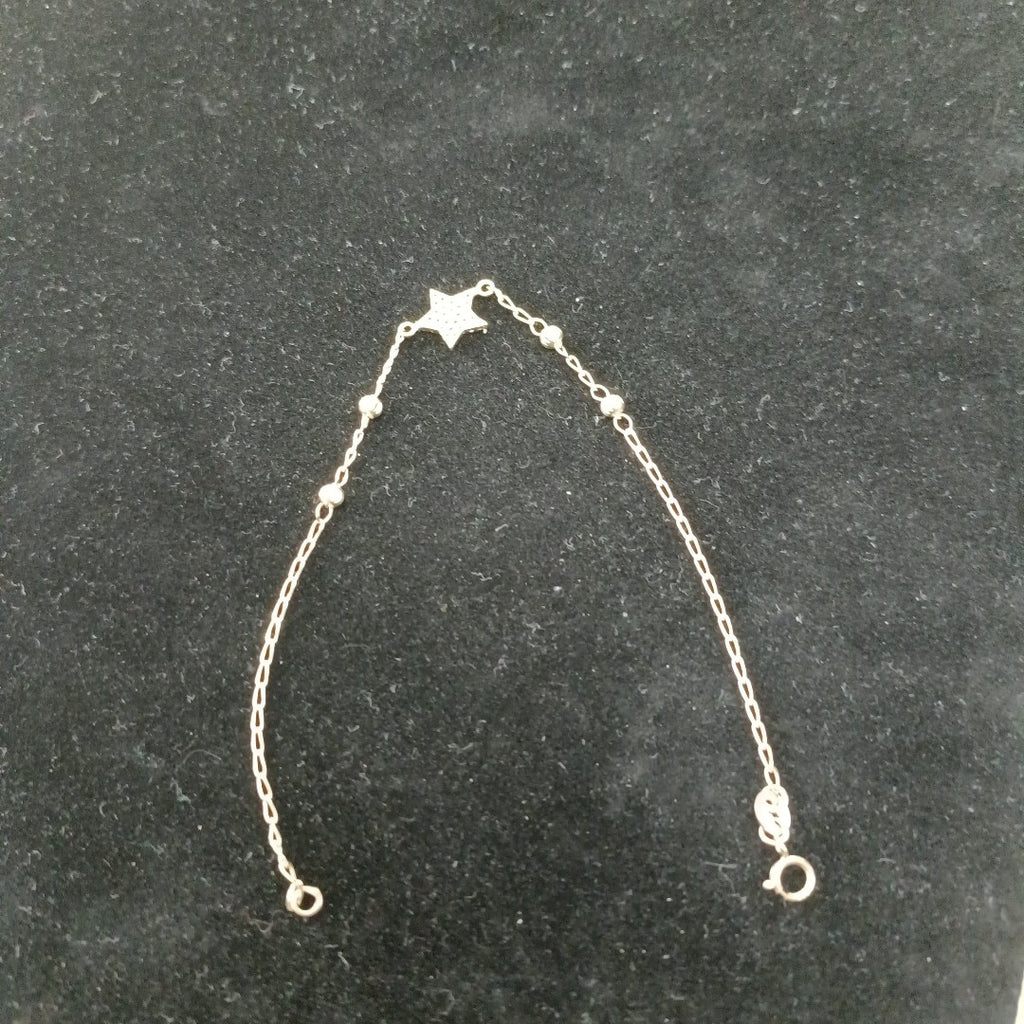 PULSERA ESPECIAL CON ESTRELLA Y CIRCONIAS 14K 18 CM 1.5 GR (NUEVO)