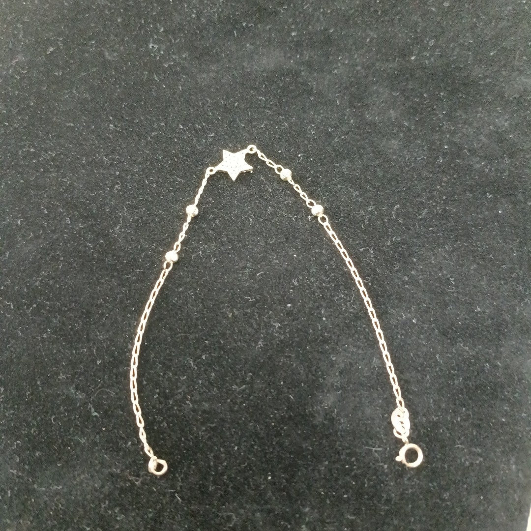 PULSERA ESPECIAL CON ESTRELLA Y CIRCONIAS 14K 18 CM 1.5 GR (NUEVO)