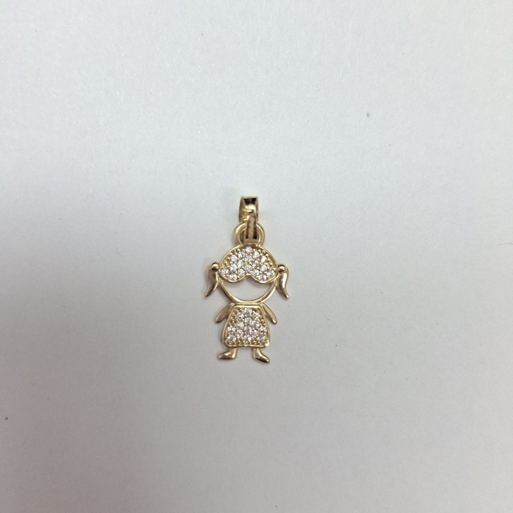 DIJE TEJIDO NIÑA CON CIRCONIAS 14K 0.9 GR (NUEVO)