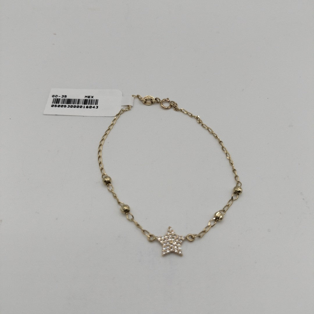 PULSERA ESPECIAL CON ESTRELLA Y CIRCONIAS 14K 18 CM 1.5 GR (NUEVO)