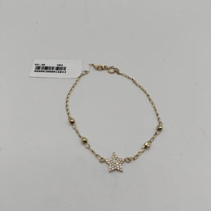 PULSERA ESPECIAL CON ESTRELLA Y CIRCONIAS 14K 18 CM 1.5 GR (NUEVO)