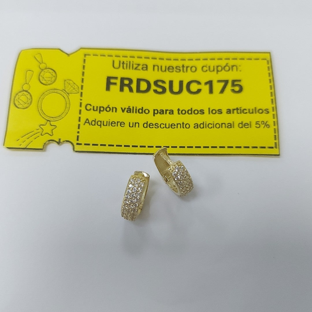 ARETES HUGGIE CON CIRCONIAS 14K 2.1 GR (NUEVO)
