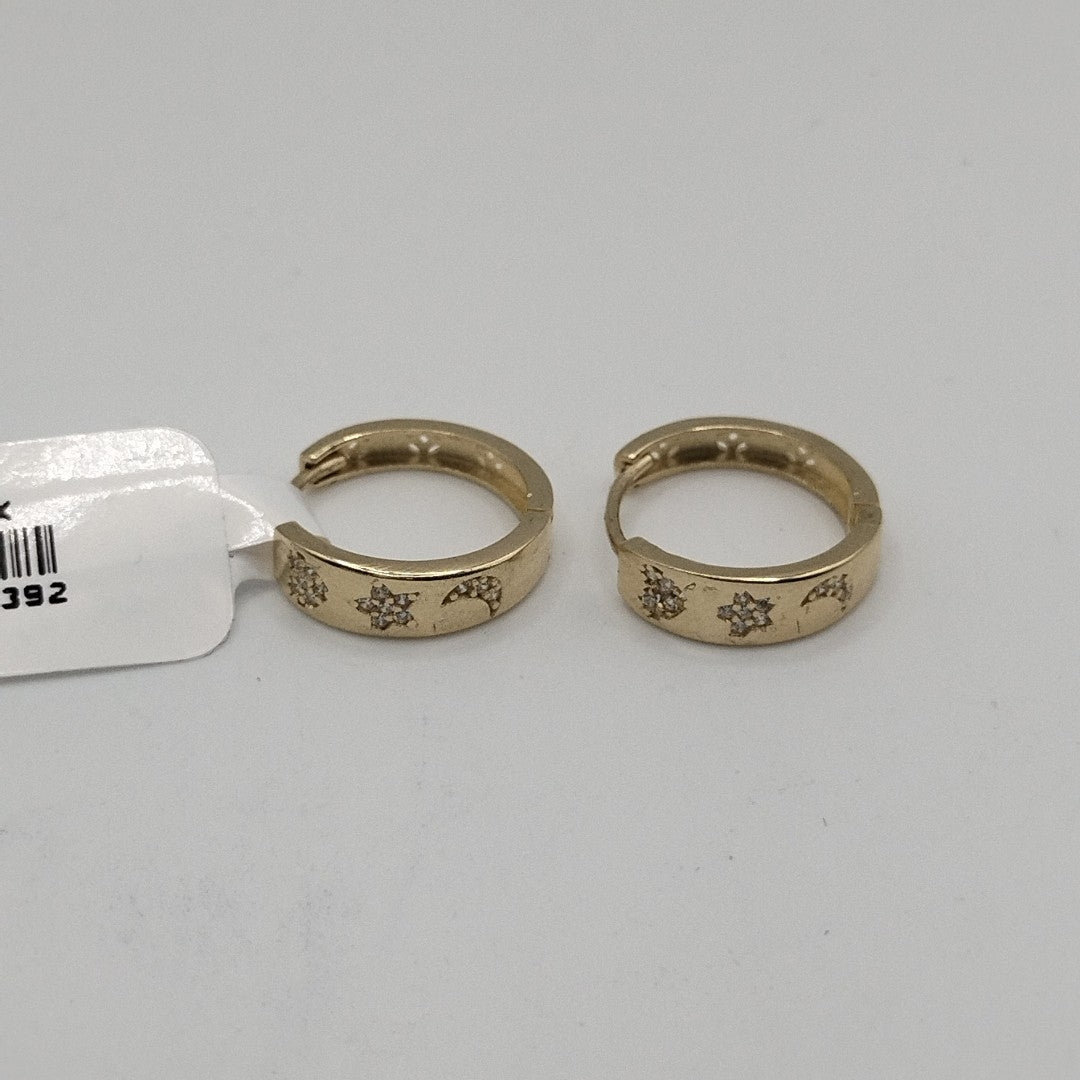 ARETES TEJIDO HUGGIES CON CIRCONIAS 14K 2.9 GR (NUEVO)