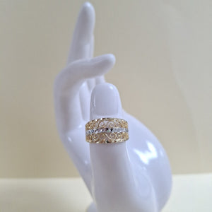 ANILLOS TIPO FILIGRANA COMBINADO 14K TALLA 9 3 GR (NUEVO)