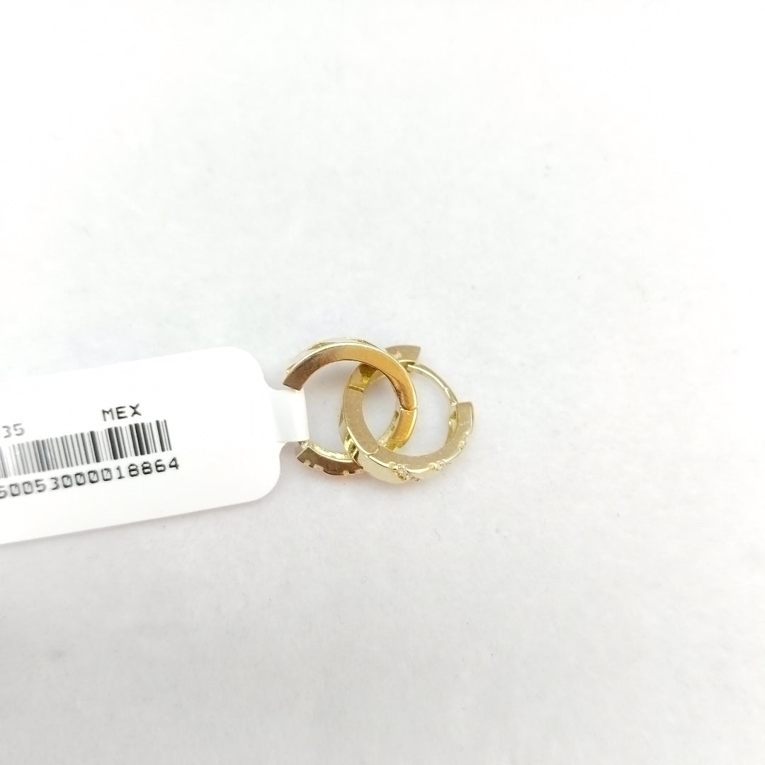 ARETES HUGGIES CON CIRCONIAS 14K 2.2 GR (NUEVO)