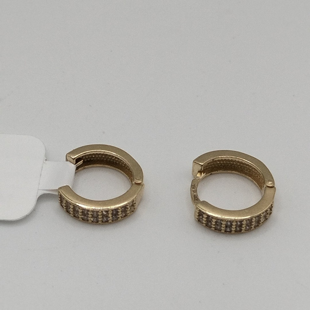 ARETES HUGGIES C CIRCONIAS 14K 2.2 GR (NUEVO)