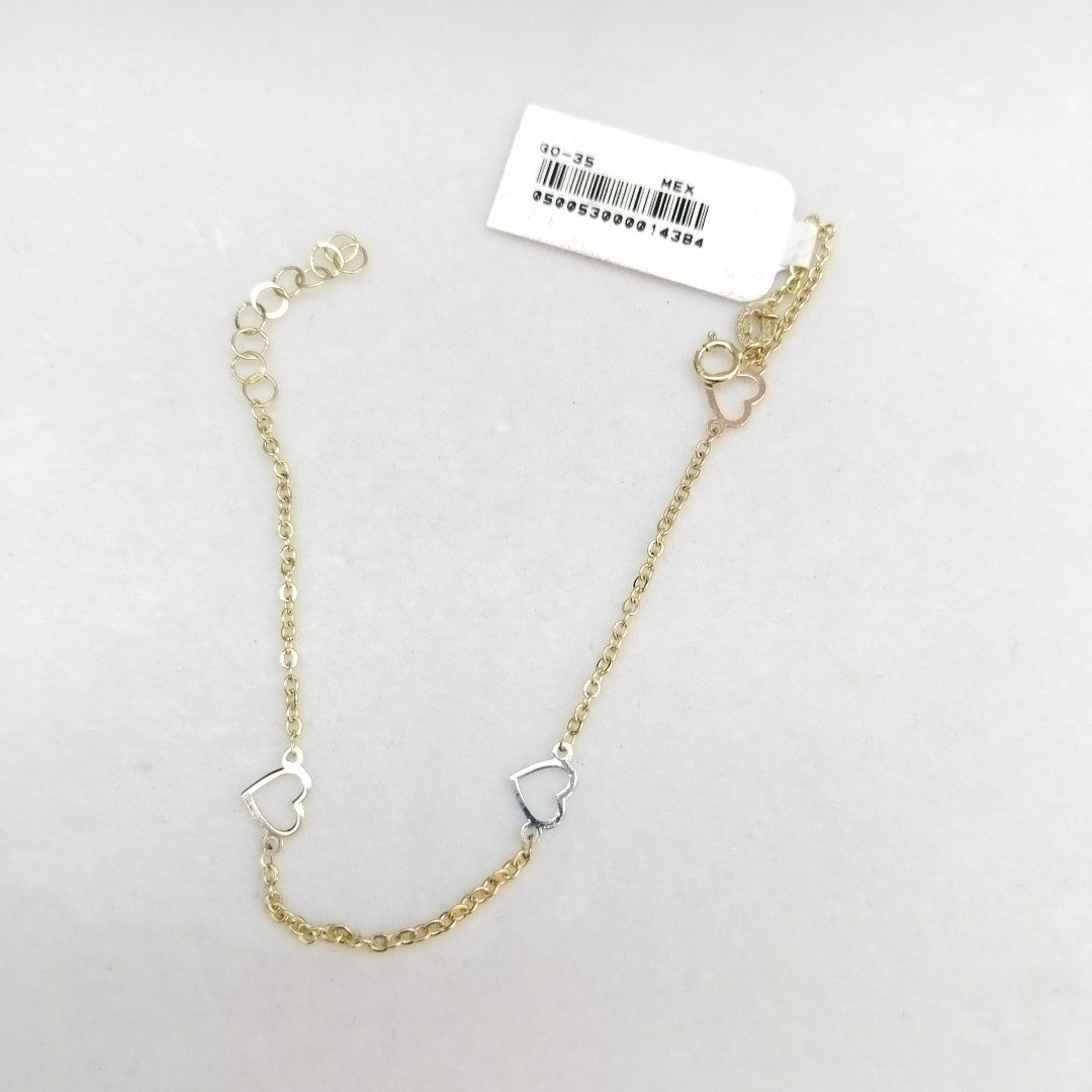 PULSERA ESPECIAL CON CORAZONES 10K 18 CM 1.2 GR (NUEVO)
