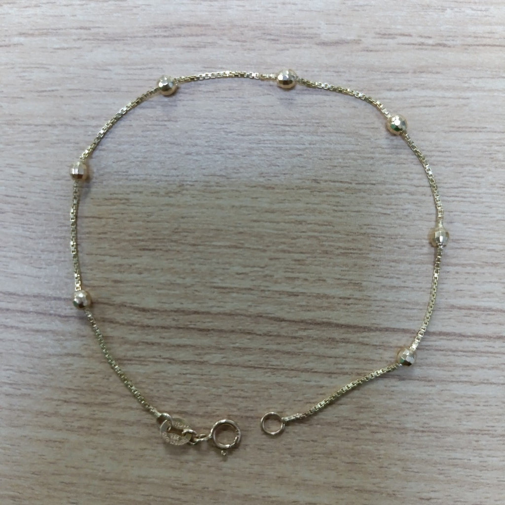 PULSERA ESPECIAL CON BOLITAS 14K 18 CM 1.4 GR (NUEVO)