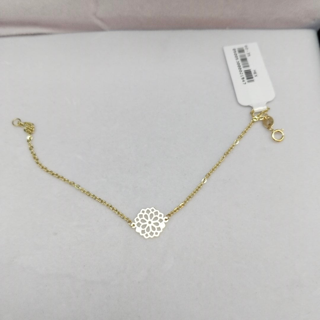 PULSERA TEJIDO ESPECIAL CON MANDALA 14K 18 CM 1.3 GR (NUEVO)