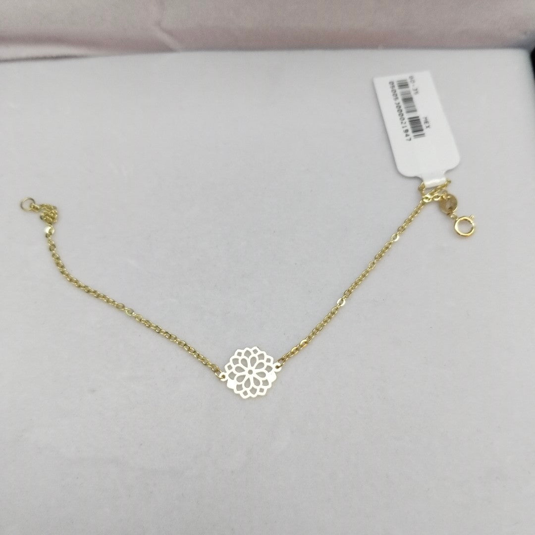 PULSERA TEJIDO ESPECIAL CON MANDALA 14K 18 CM 1.3 GR (NUEVO)