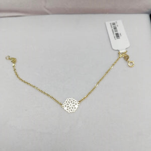 PULSERA TEJIDO ESPECIAL CON MANDALA 14K 18 CM 1.3 GR (NUEVO)