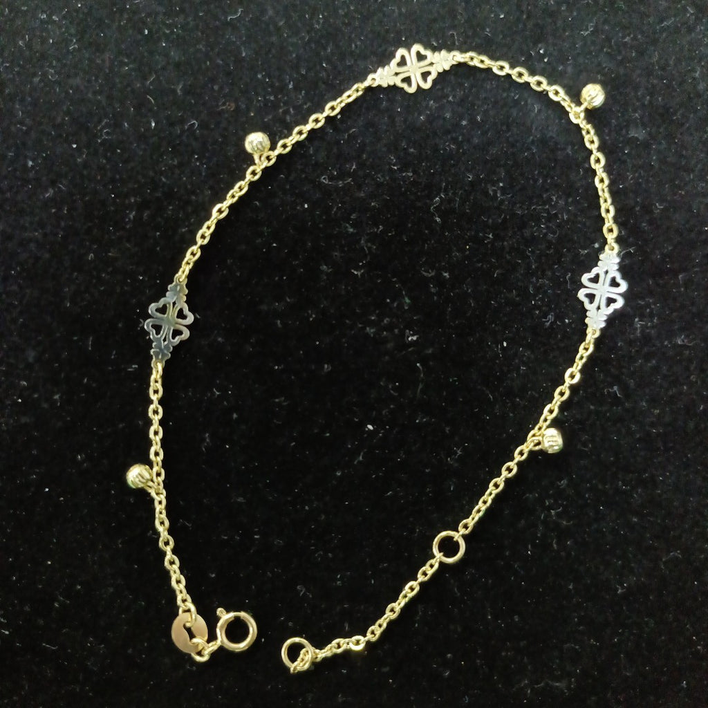 PULSERA ESPECIAL CON TREBOL 14K 18 CM 1.8 GR (NUEVO)