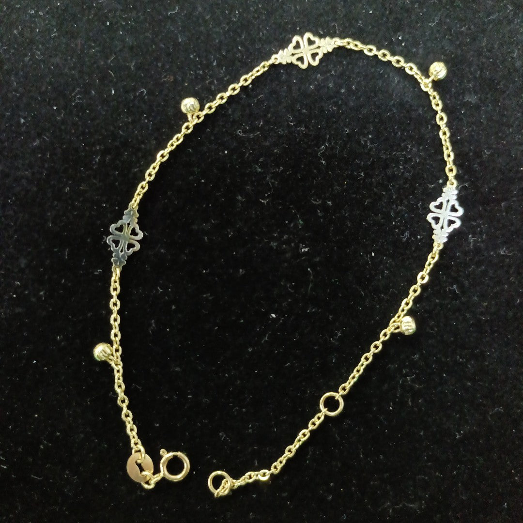 PULSERA ESPECIAL CON TREBOL 14K 18 CM 1.8 GR (NUEVO)