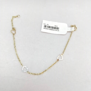 PULSERA TEJIDO ESPECIAL CON CORAZON 14K 18 CM 1.3 GR (NUEVO)