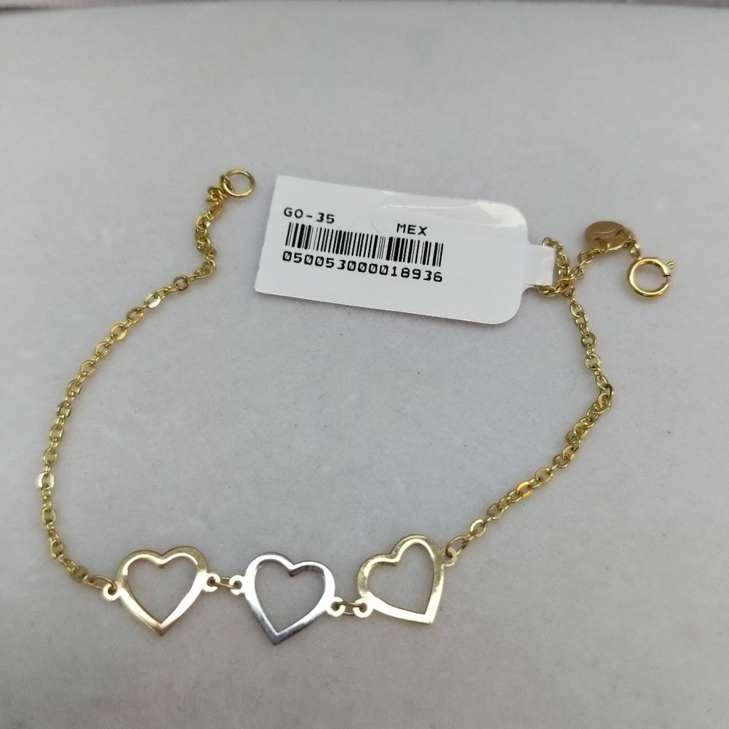 PULSERA ESPECIAL CON CORAZONES 14K 18 CM 1.4 GR (NUEVO)