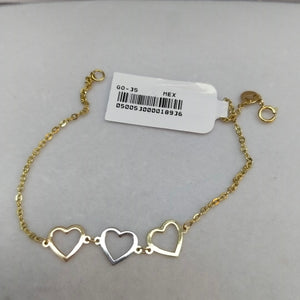 PULSERA ESPECIAL CON CORAZONES 14K 18 CM 1.4 GR (NUEVO)