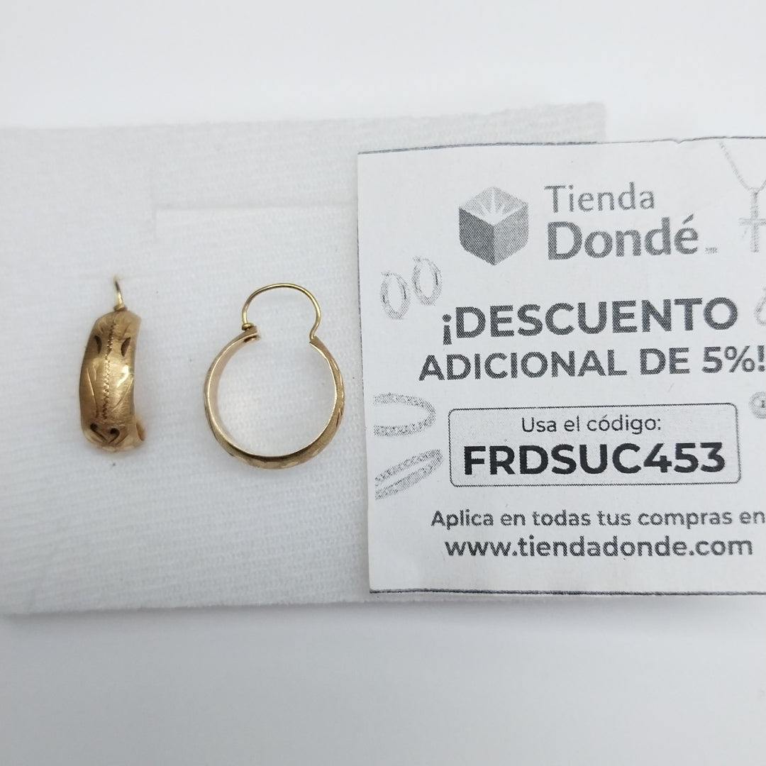 ARRACADAS PAR ORO 14 K 2 GRMS (SEMINUEVO)